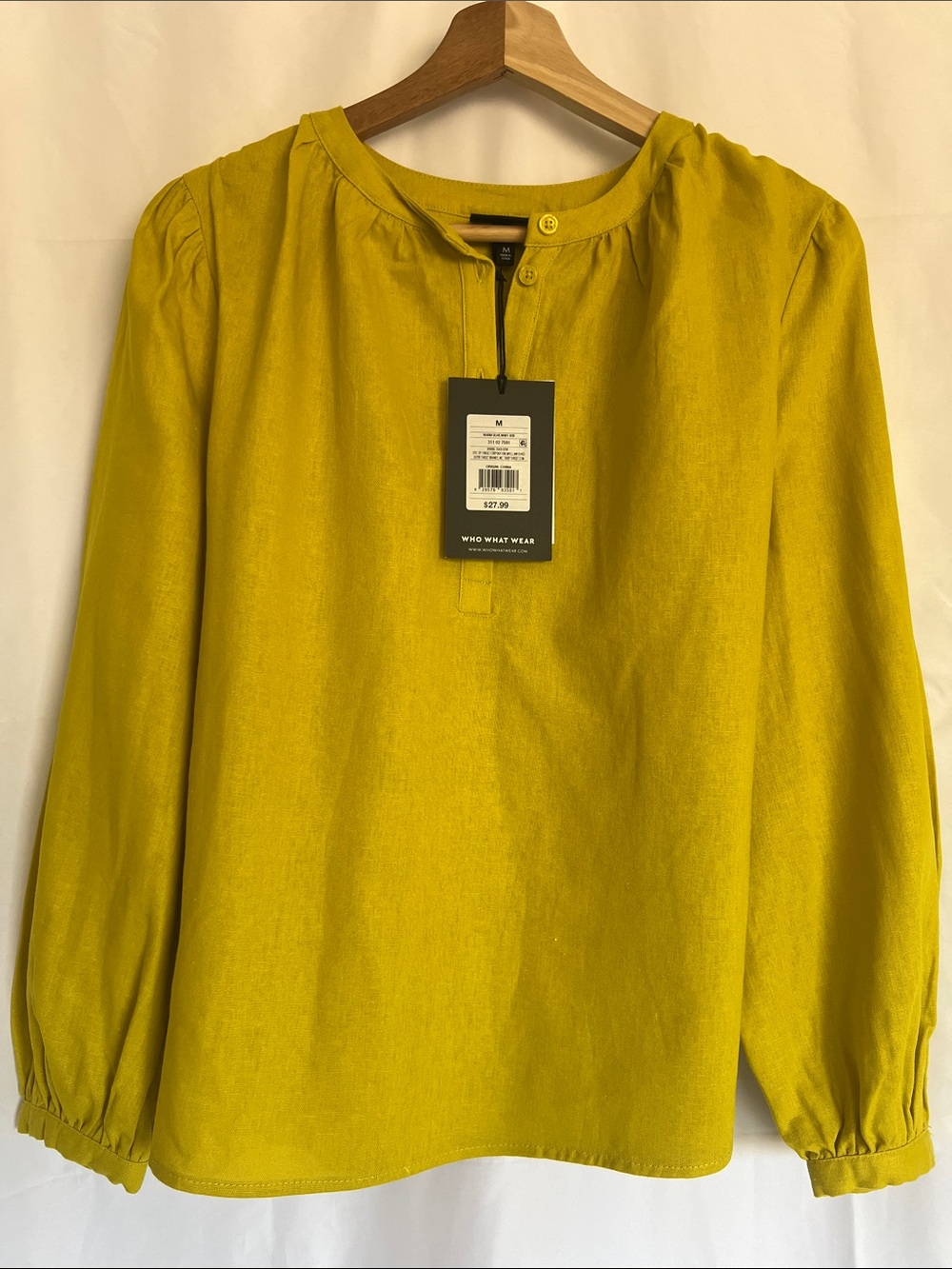 Who What Wear Women's Mustard Henley Blouse